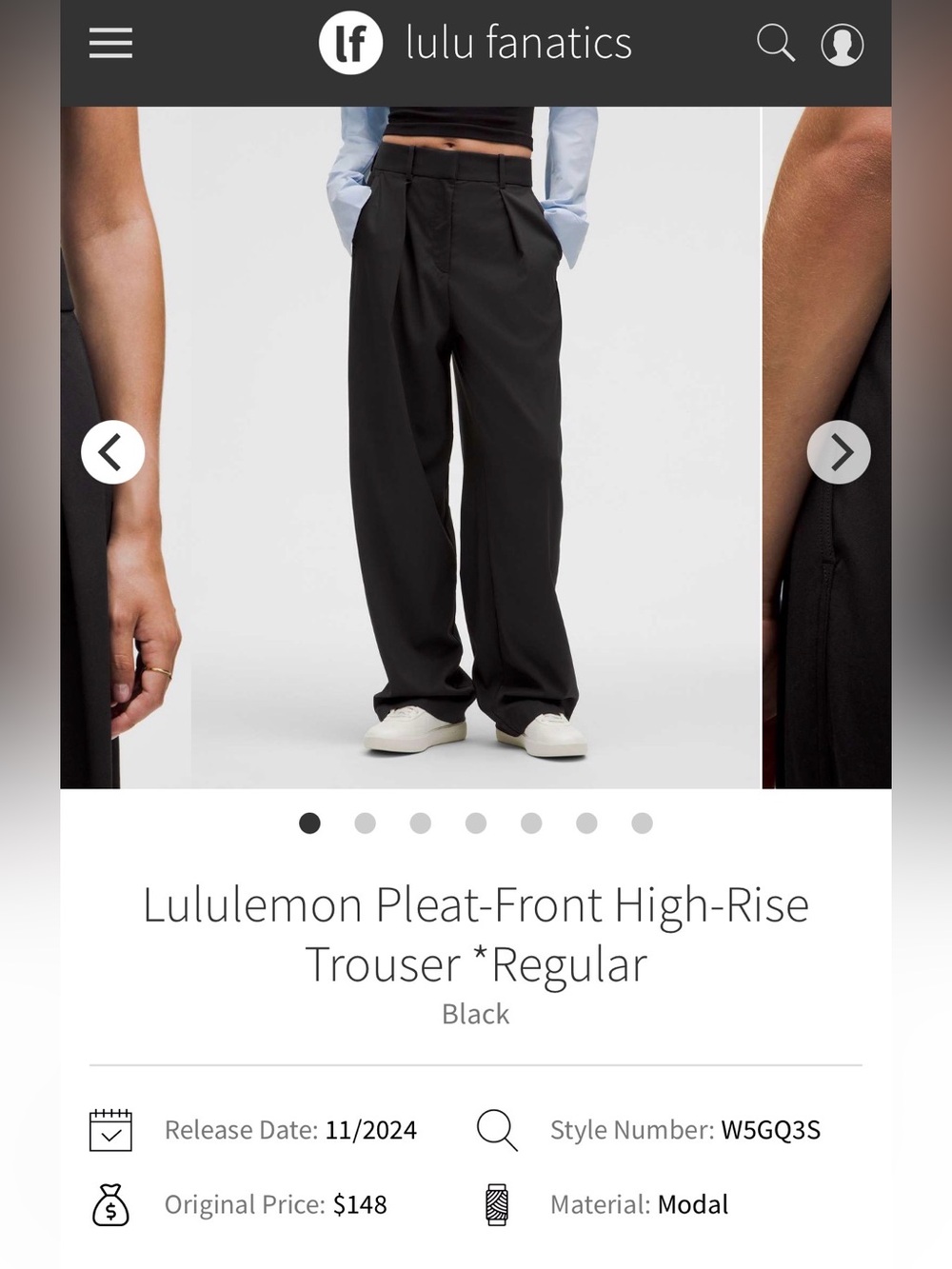 lululemon athletica Black Pleat-Front High-Rise Women’s Trousers